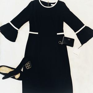 NWT Calvin Klein Bell Sleeve Piping Detail Dress